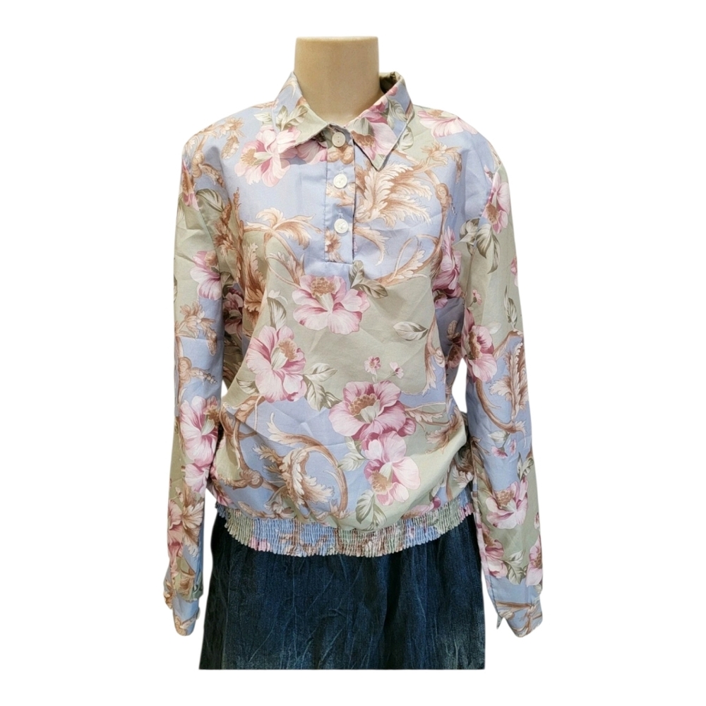 Cricket Lane Women's Multicolor Blouse Long Sleeve Floral Top Size 12